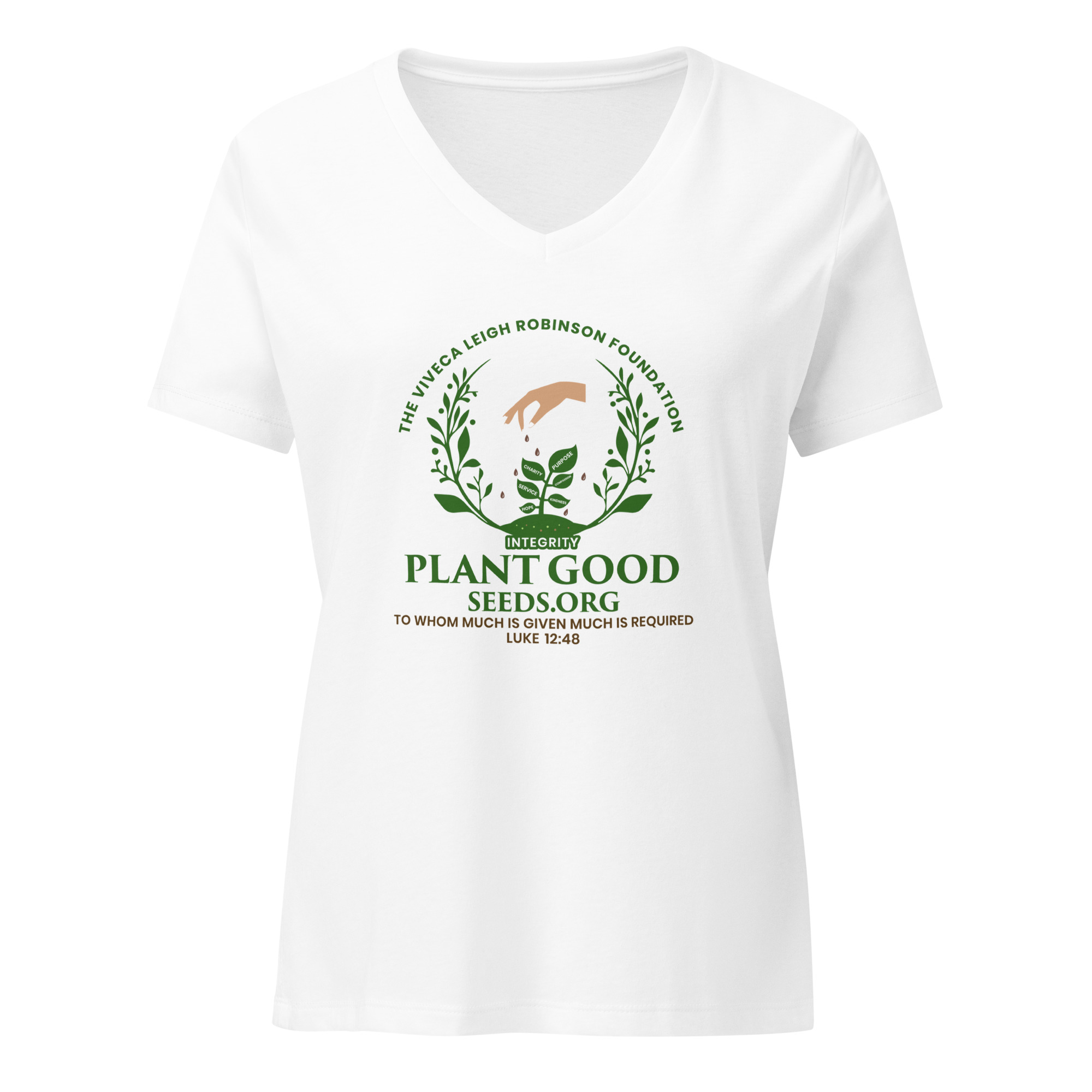 Women’s relaxed v-neck t-shirt - Plant Good Seeds
